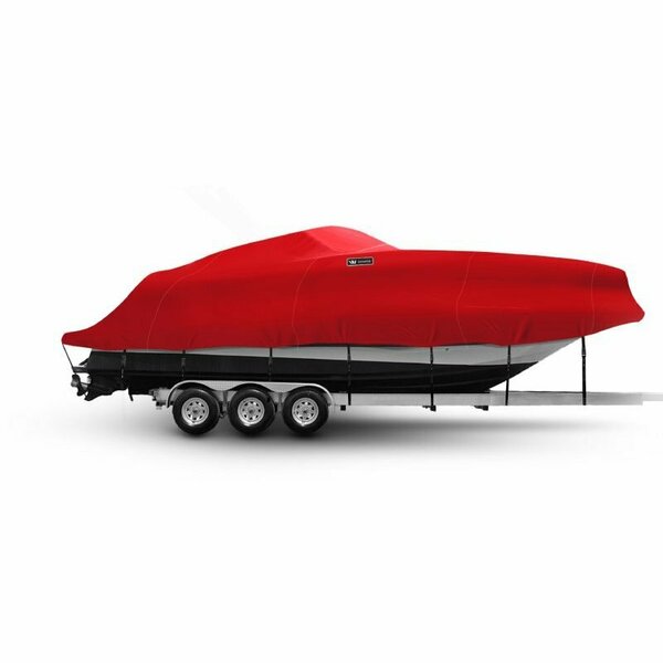 Eevelle Boat Cover CABIN CRUISER, Outboard Fits 27ft 6in L up to 120in W Red WSHPCBN27120B-RED